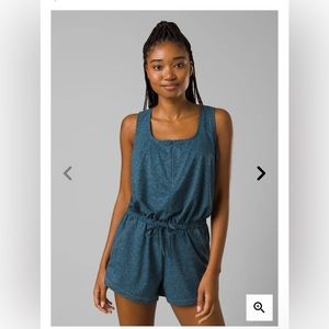 Prana Railay Romper in Bluefin Wild.